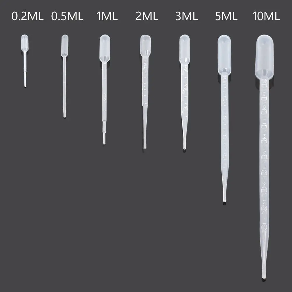 10Pcs 0.2ml/0.5ml/1ml/2ml/3ml/5ml LDPE Disposable Clear Plastic Eye Dropper Transfer straws Graduated Perfume Liquid Pipettes