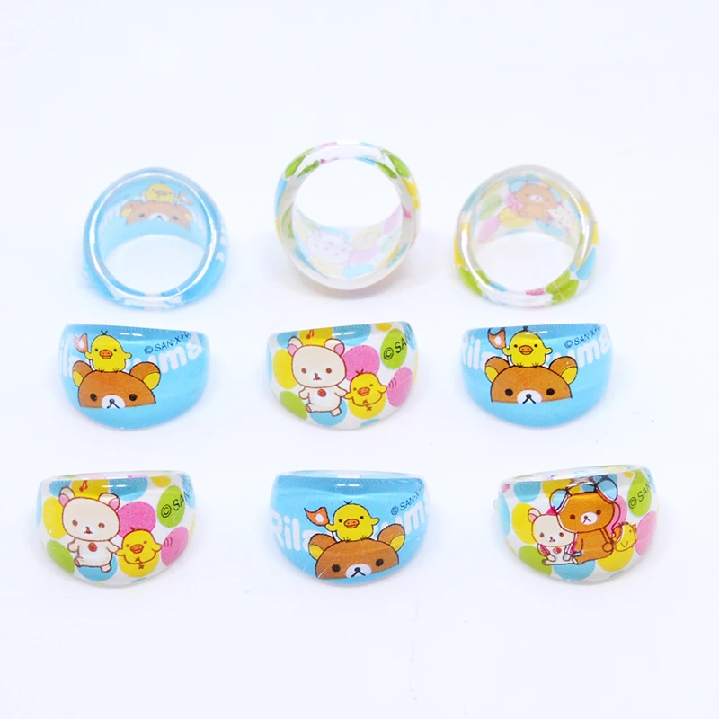 20 قطعة الكثير حلقة الدب مختلطة الاطفال خواتم جميلة الكرتون Rilakkuma الحيوان الدائري الأطفال مجوهرات للبنات هدايا الحفلات بالجملة