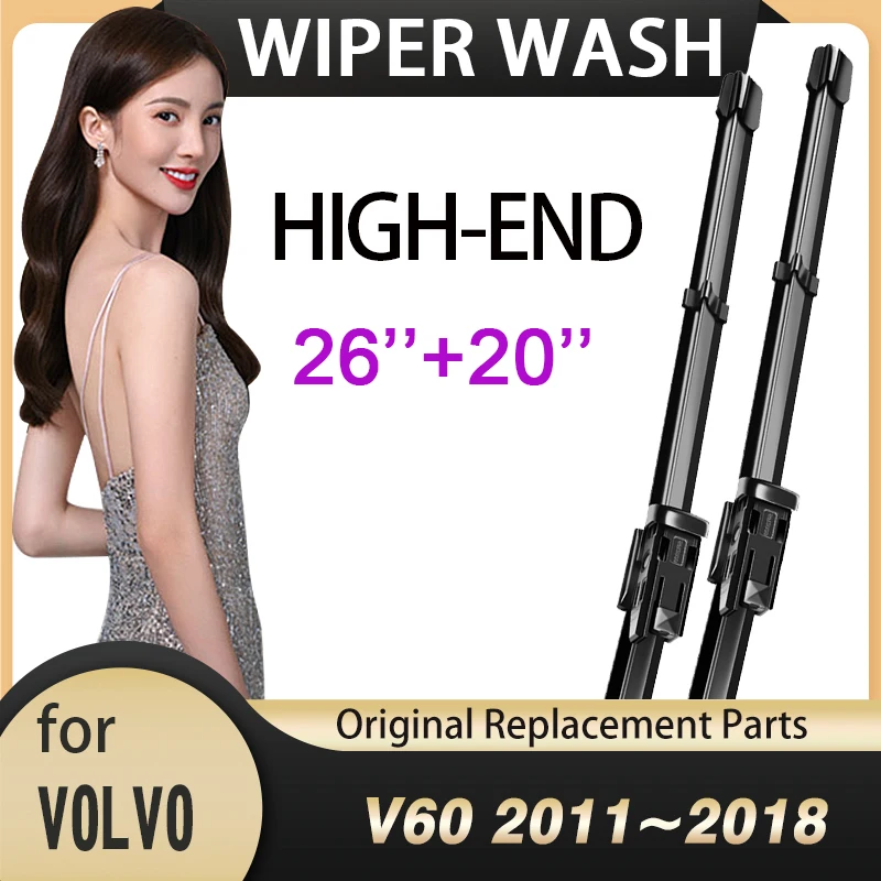 

for VOLVO V60 Rdesign 2011~2018 Car Wiper Blades Front Windshield Wipers 2012 2013 2014 2015 2016 2017 Car Accessories Stickers