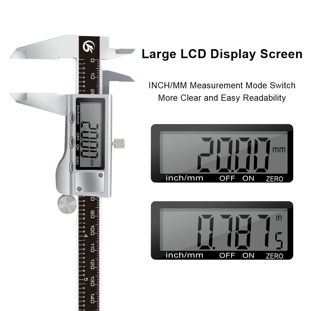 Digital Vernier Caliper 6 Inch 150mm Stainless Steel Electronic Metal Caliper Micrometer Depth Measuring Tools