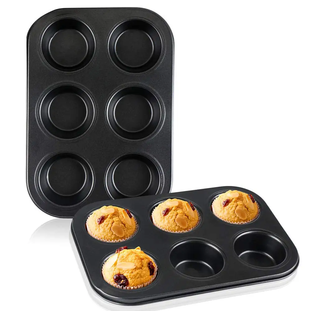 6 Cavity Muffin Pan Tray Nonstick Muffin Carbon Steel Cupcake Molds Baking Pan Cupcake Baking Pan Bakeware Kitchen Accessories