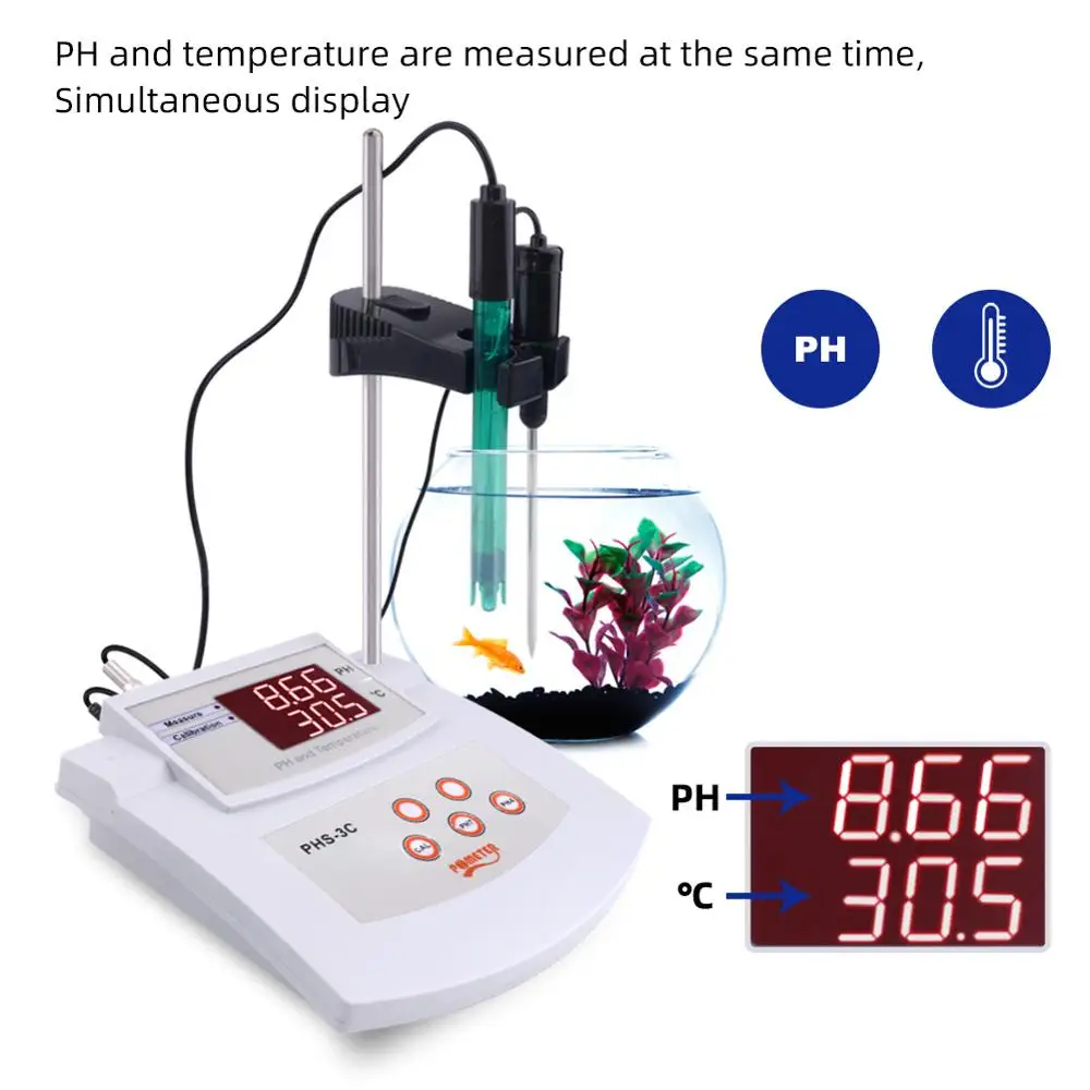 Medidor de acidez de calibración automática de escritorio PHS-3C, medidor de PH/termómetro 2 en 1, tetester de PH Digital, analizador de calidad del