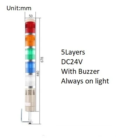 Industriële Multilayer Veiligheid Stapel Alarm Lamp Side Opknoping Led Signaal Toren Waarschuwingslampje DC12V/24V AC110V/220V Met Zoemer