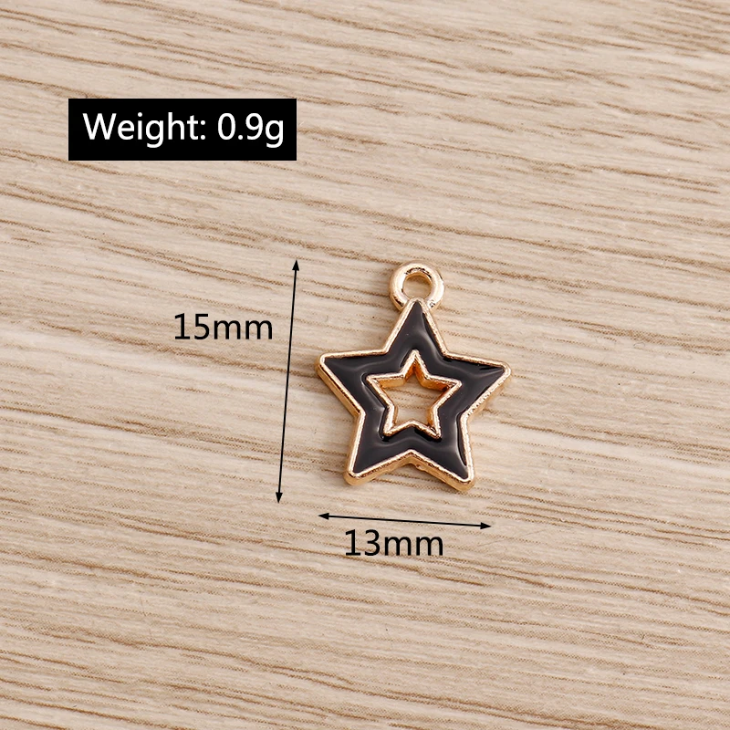 10 stücke 4 Styles Mix Emaille Liebe Herz Crown Schlüssel Star Charms für Schmuck Machen Niedlichen Tropfen Ohrringe Anhänger Halsketten zubehör – Detail 10