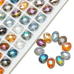 30 sztuk/partia owalne szklane płaskie koraliki bydlęce oczy kształt 9x12mm z kamienia naturalnego Faceted kryształowy koralik do tworzenia Diy two...