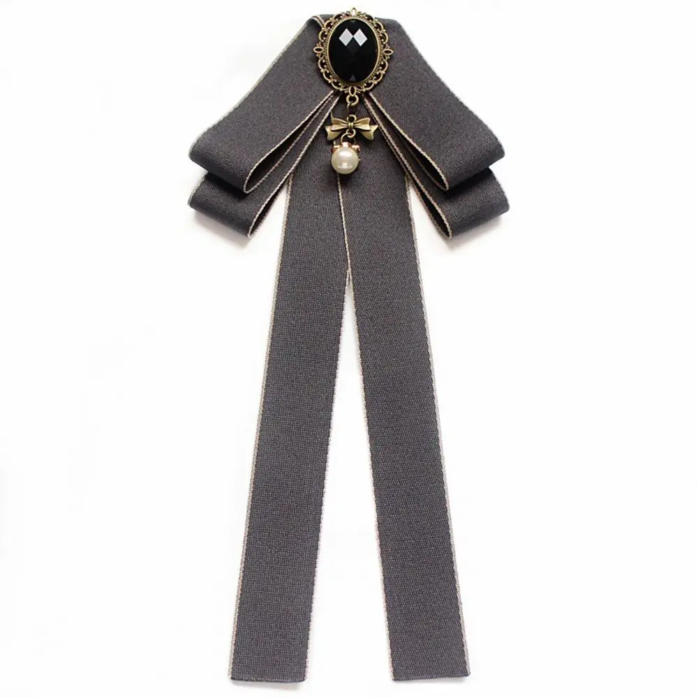 

Gorgeous Chic Pearl Diamod Jewelry Costume Cravat Collar Pin Bow Tie Brooch