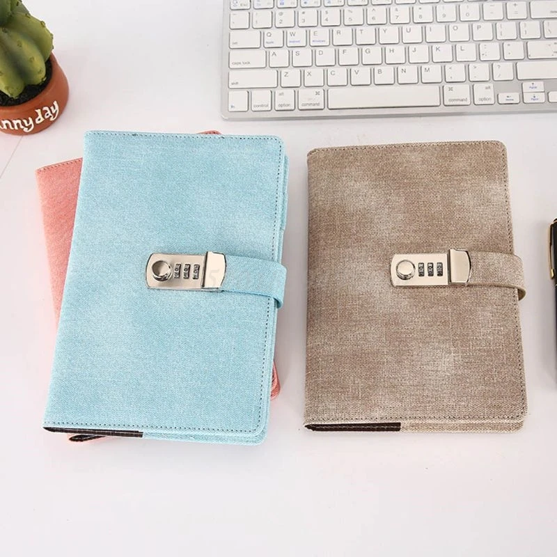 A5 Sổ Tay Có Mật Khẩu Khóa Da Chương Trình Nghị Sự Nhật Ký Tuần Kế Hoạch Notepad Trường