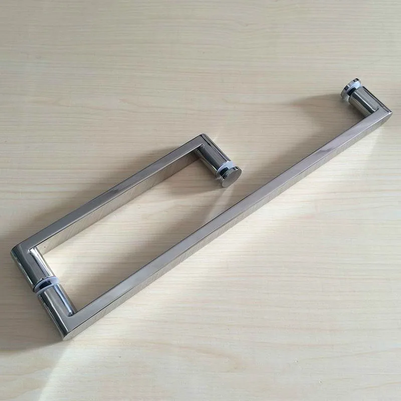 

Durable Chromed 304 Stainless Steel Frameless Shower Glass Door Handles L Shape Bathroom Door Push/ Pull Handles Towel Bar