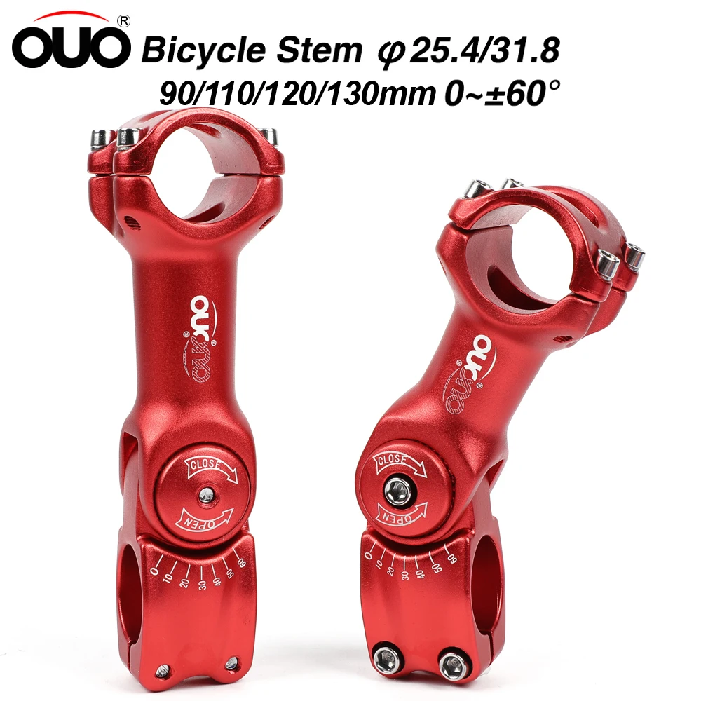 

OUO Adjust Stem 0-60 Degree Bike Handlebar Stem 25.4/31.8mm Mountain Road Fixie Adjustable MTB Stem 90/110/120/130mm Handle Part