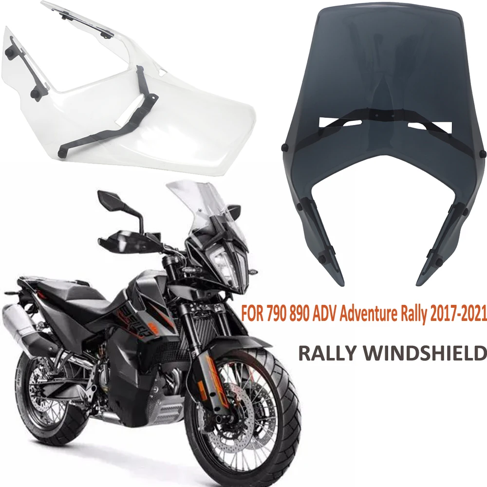 Motorcycle Windshield Windscreen Accessories Double Bubble Acrylic For 790/890 Adventure Rally Light Grey or Clear 2017-2021