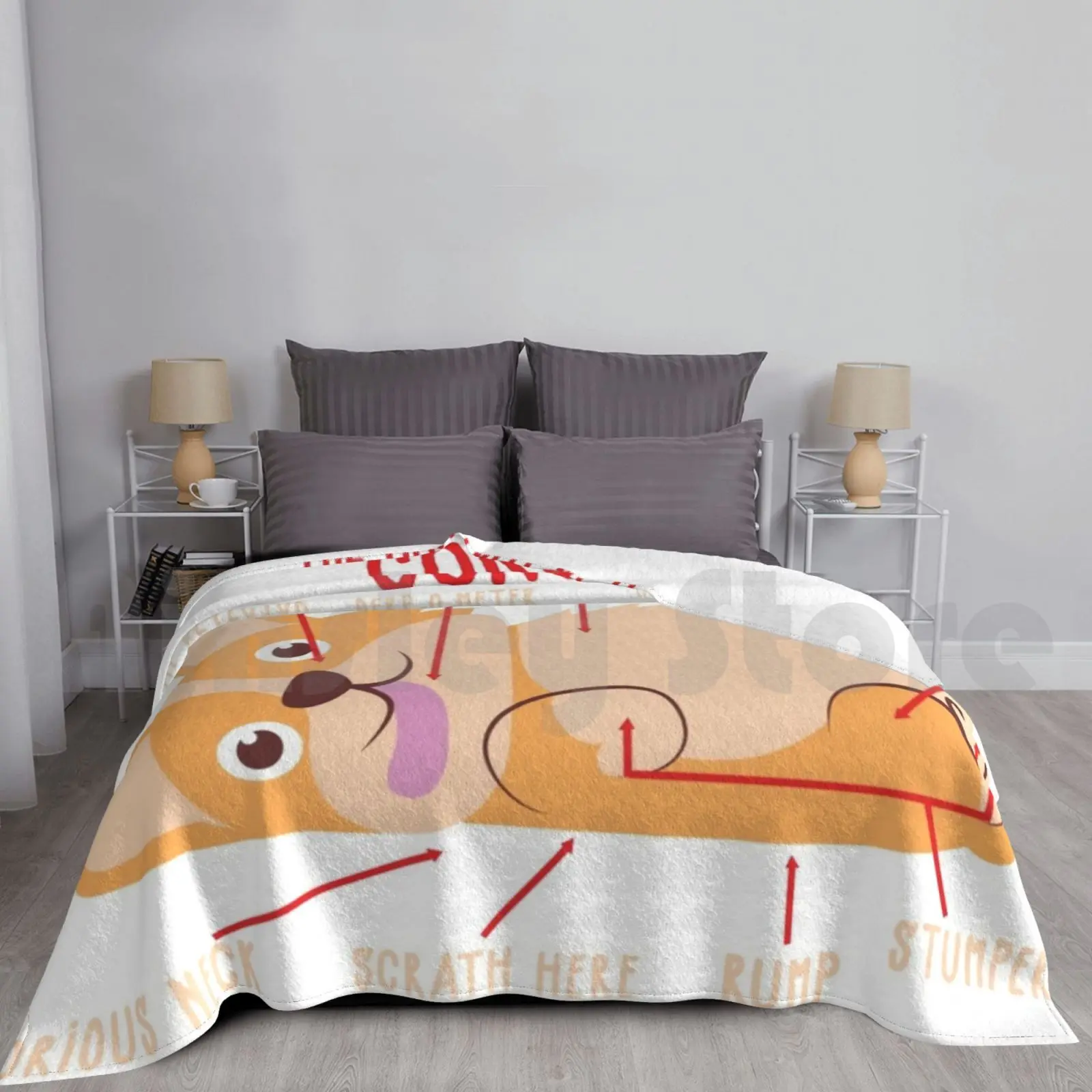 Corgi : Anatomy Of A Corgi Funny Dog Owner Gift Design Blanket Fashion Custom Dog Owner Stumpers Puppy Lover Corgi