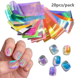 Aurora Filme Prego Foils, Transferência de papel autocolante, Ice Cube Sliders, Papel adesivo Wraps, Gradiente Nail Art Decorações, 20 Folhas