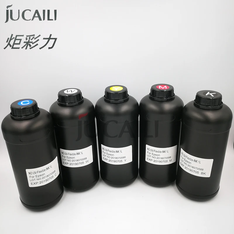 

Jucaili 1000ml LED UV flexible Ink for soft material for Epson XP600/DX5/DX7 head for Xuli Human Large Flatbed Inkjet Printer