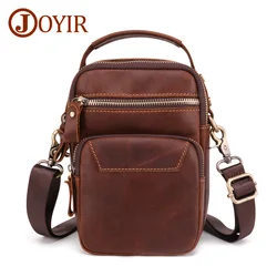 JOYIR Vintage Men Messenger Bag Genuine Leather Male Shoulder Bags Small Crossbody Bag For Mens Multifunctional Leather Belt Bag