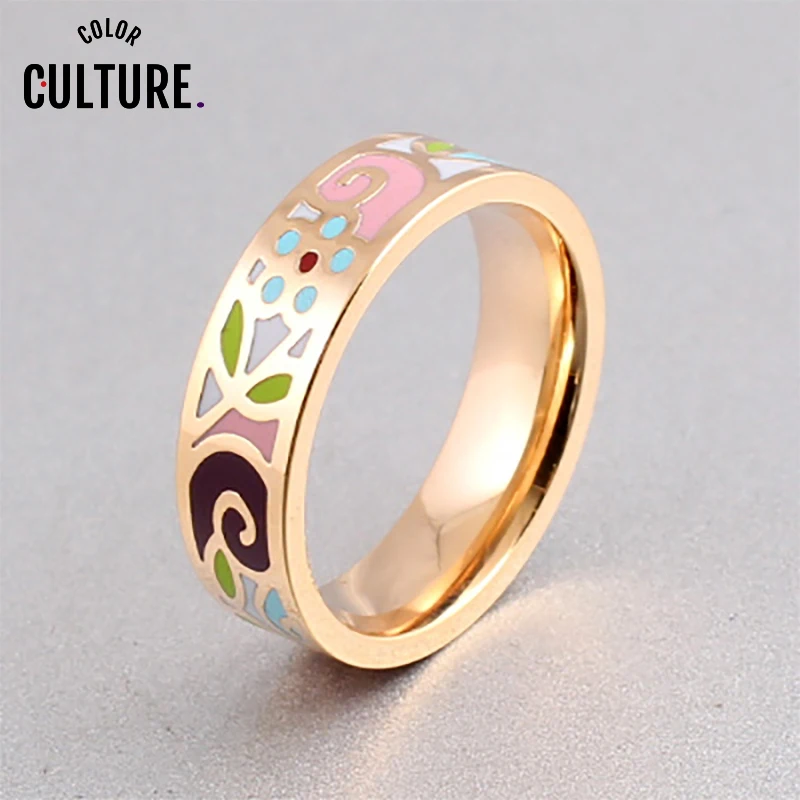 Popular Fine Jewelry Stainless Steel Geometric Design Rings for Women Flower Ring Jewelry Photos design