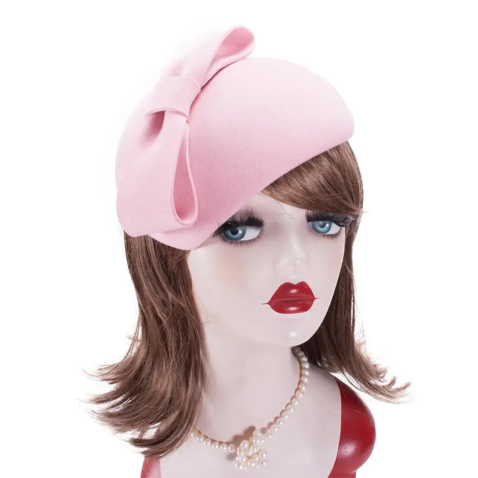 Chapeau Bibi En Feutre De Laine Lawliet A573 Pour Femme - Élégant Avec Fleurs Et Plumes