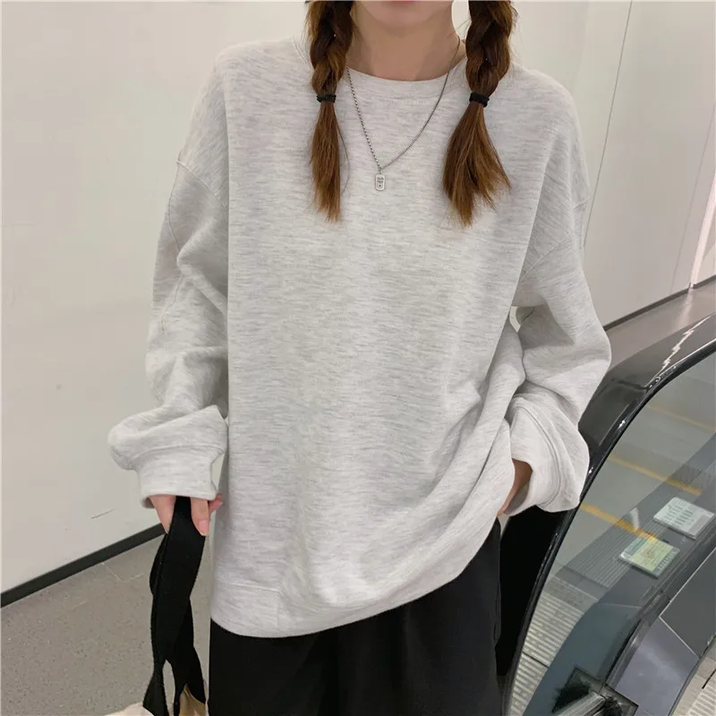 

Loose Solid Color Hoodie Women Clothes Vintage Sweatshirt Long Sleeve Hooded Pullovers Autumn Harajuku Korean Men Femal