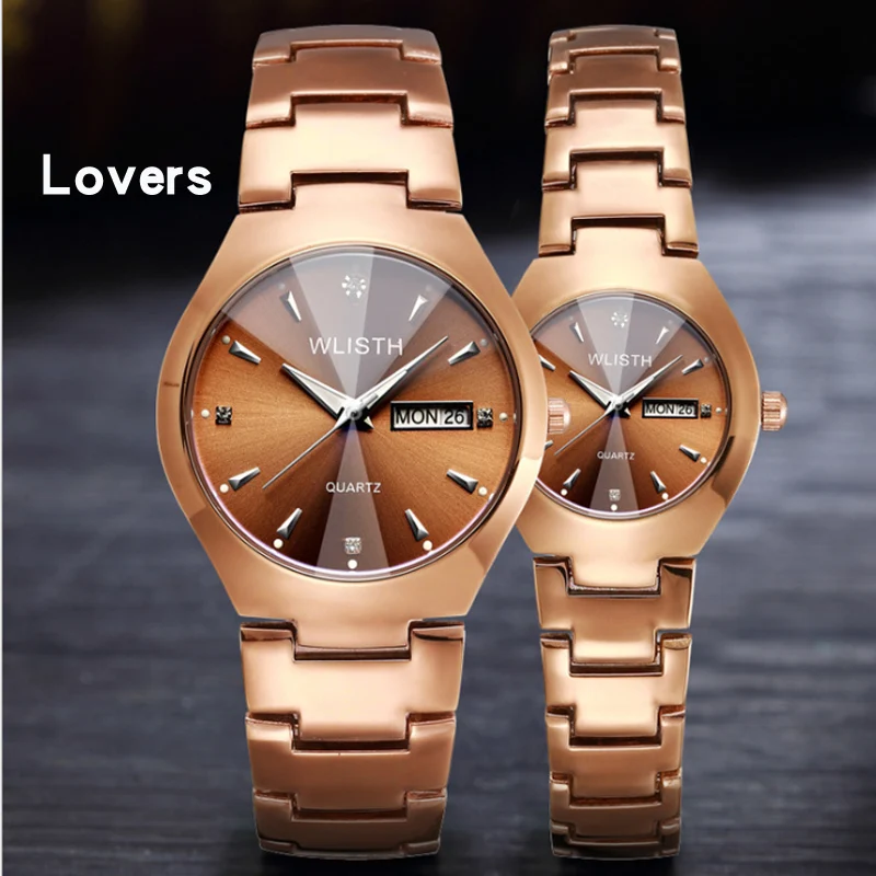 Men's And Women's Tungsten Steel Waterproof Fashion Lovers Watch Luminous Calendar Steel Strip Men's Watch Student Quartz Watch