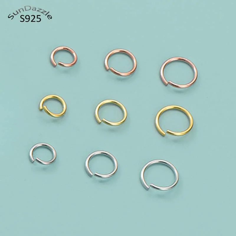 Authentic Real Pure Solid 925 Sterling Silver Open Jump Rings Split Ring 18K Gold Connectors Jewelry Making Findings