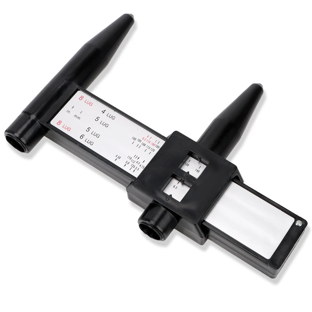 Инструмент для измерения расстояния с отверстием для суппорта черного цвета, 8 наконечников, колесные диски, колесные диски, болты, шаблон, Модифицированная линейка расстояния с отверстием