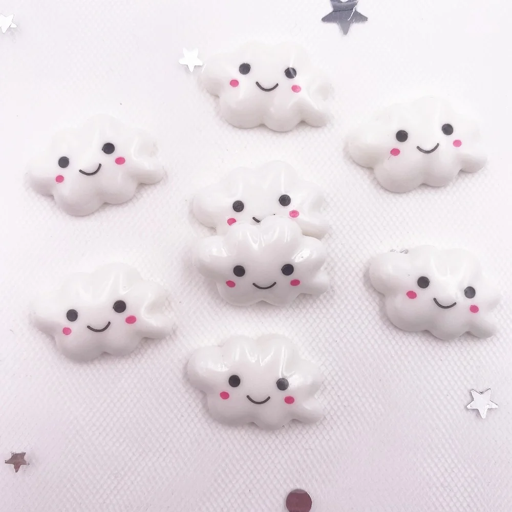 20pcs Colorful Resin Kawaii Mini Smiling Clouds Flatback Cabochon Scrapbook Figurine Garden Accessories Ornament DIY Craft OG894