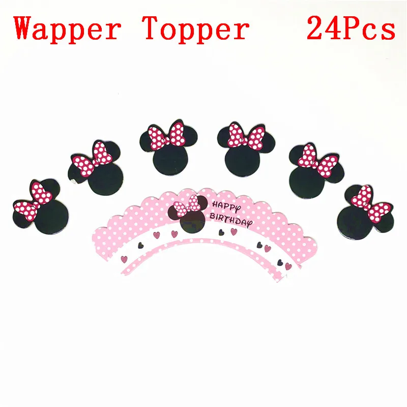 24 pcs/pack Disney Mickey Mouse Theme Birthday Party Cartoon Cupcake Wrappers Toppers With NO Sticks Cake Decorating Supplies