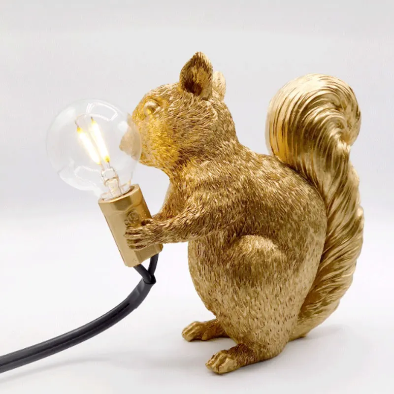 Nordic Squirrel Night Lights Cute Animal Night Lamp Kids Gifts Children Bedroom Decor Table Lamp Bedside Stand Light Fixtures