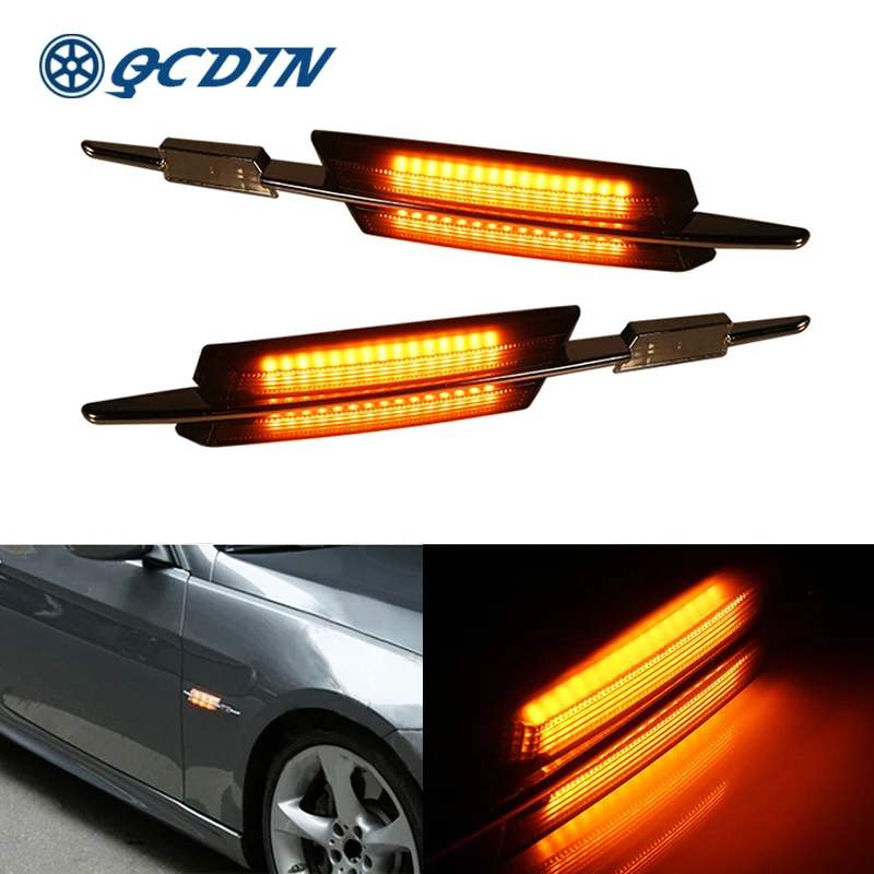 QCDIN 2PCS Side Indicator LED Repeater Light For E90 2006-2010 BMW Sedan Turn Signal Side Light For 325xi/328xi Signal Light