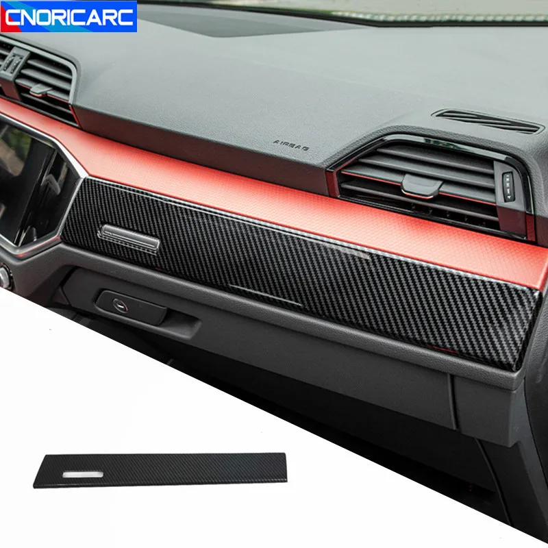 Car Styling Carbon Fiber Color Console Dashbord Panel Decoration Cover Trim For Audi Q3 2019 LHD Auto Interior Accessories