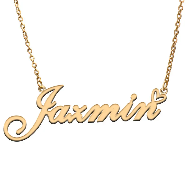 

Jazmin Name Heart with Necklace for Women Stainless Steel Dainty Nameplat Pendant Jewelry Girl Mother Birthday Gift