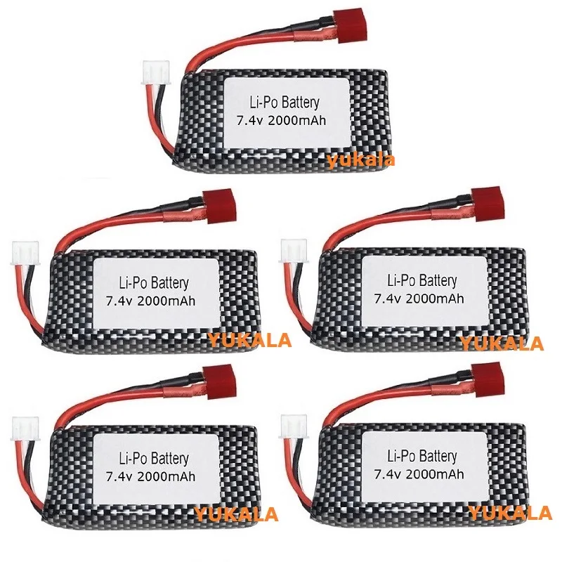 1-5PCS 7.4V 2000mah Lipo Battery/charger For XINLEHONG 9125 901/901A 903/903A 905/905A RC Car Spare Parts XLH 7.4V 1600mah