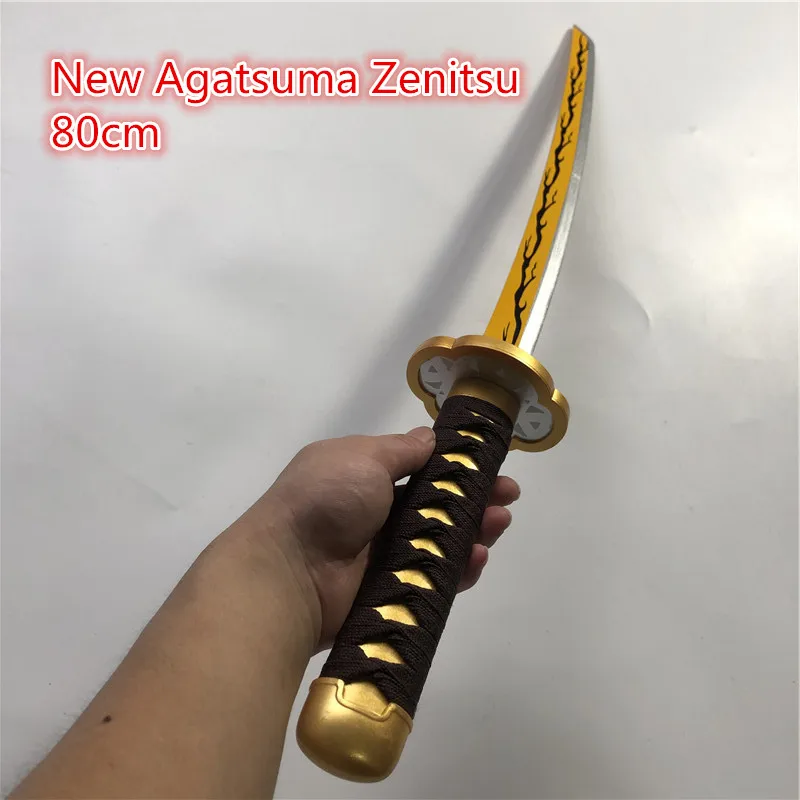 Spada arma New Agatsuma Zenitsu spada Cosplay 1:1 Anime Ninja Knife giocattolo in legno 80cm