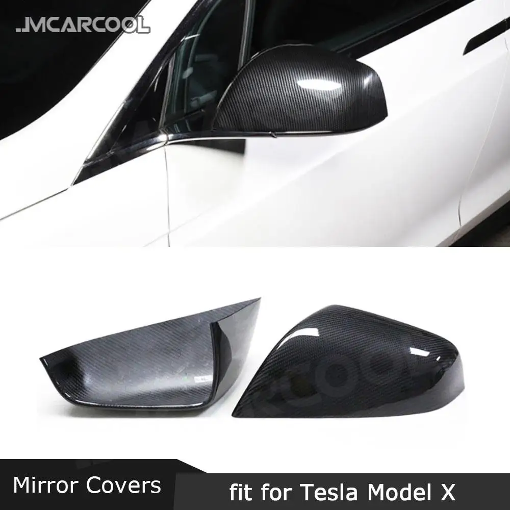 

Dry Carbon Fiber Material Mirror cover For Tesla Model X SUV 2020 ABS Carbon Look Mirror covers Auto Car Decorations