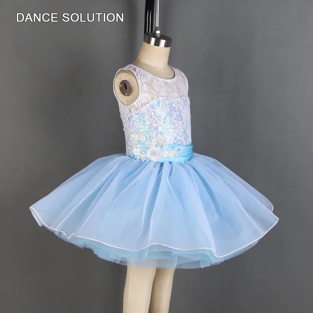 Lace and Sequin Spandex Bodice Ballet Tutu Dress with Layers of Tulle Skirt Performance Costumes Ballet Outfit for Girls 20053