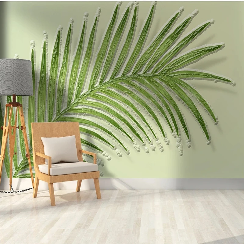 Papel tapiz 3D fresco pintado a mano planta Tropical hoja cubierta en relieve para sala De estar dormitorio telón De fondo decoración del hogar Papel De pared