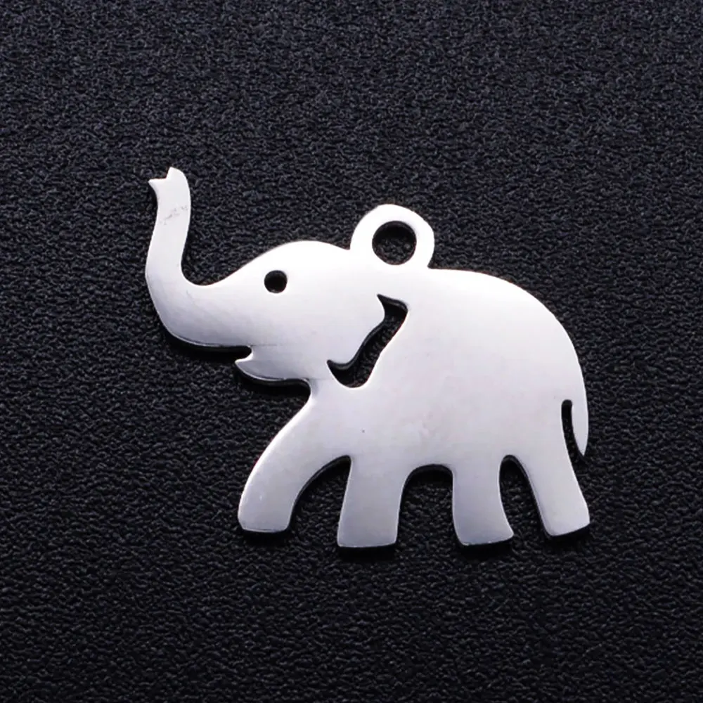 10pcs/lot DIY Flower Stainless Steel Charm Pendant Wholesale Horseshoe Elephant Lucky Jewelry Bracelet Connector Charms