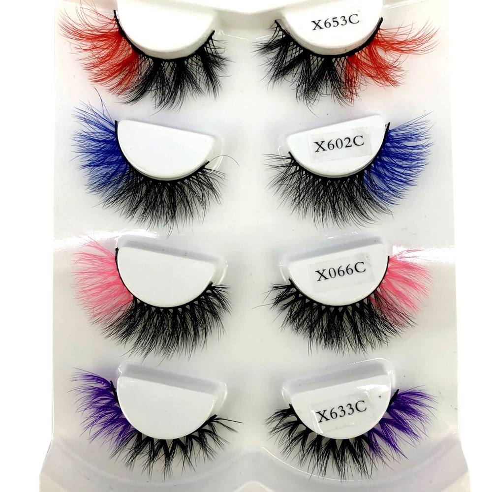 New Color Mink Lashes Wholesale 4 pairs 3D Colored Eyelashes Luxury Dramatic 100% Cruelty Free In Bulk Colorful false lashes