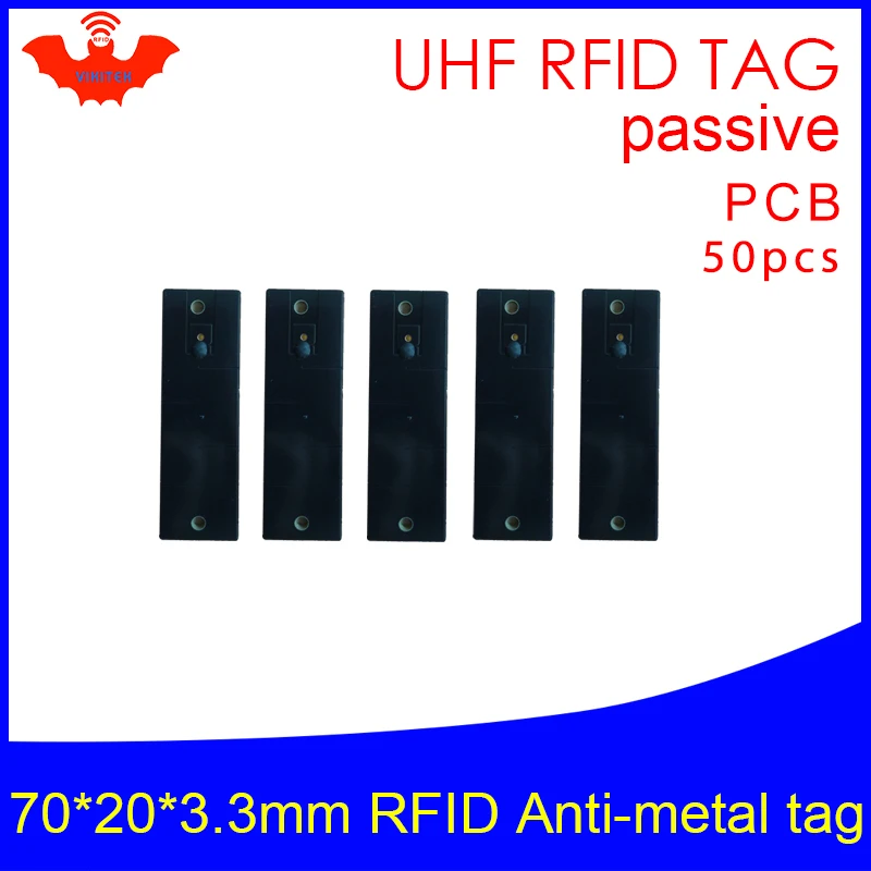 

UHF RFID anti-metal tag 915m 868m 50pcs free shipping fixed assets management 70*20*3.3mm big rectangle PCB passive RFID tags