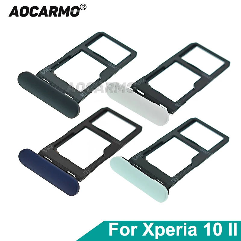 Aocarmo For Sony Xperia 10 II X10ii XQ-AU51 XQ-AU52 SO-41A SOV43 Dual SIM Card Holder Tray Slot With Cover Dust Plug Replacement