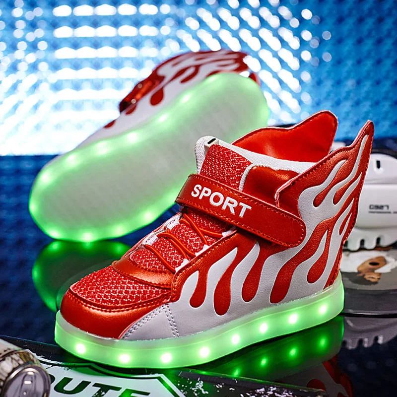 Zapatillas de deporte para niños, moda informal, deportes, botas ligeras altas, zapatos LED para niños pequeños, verano 2022
