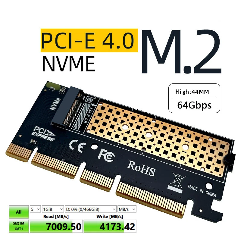 Переходник PICE на M2, переходник NVMe SSD NGFF PCIE M2, Райзер-карта, адаптер 64 Гб PCI Express 4,0 X4 X8 X16, поддерживает 2230 2242 2260 2280 m.2 NVME