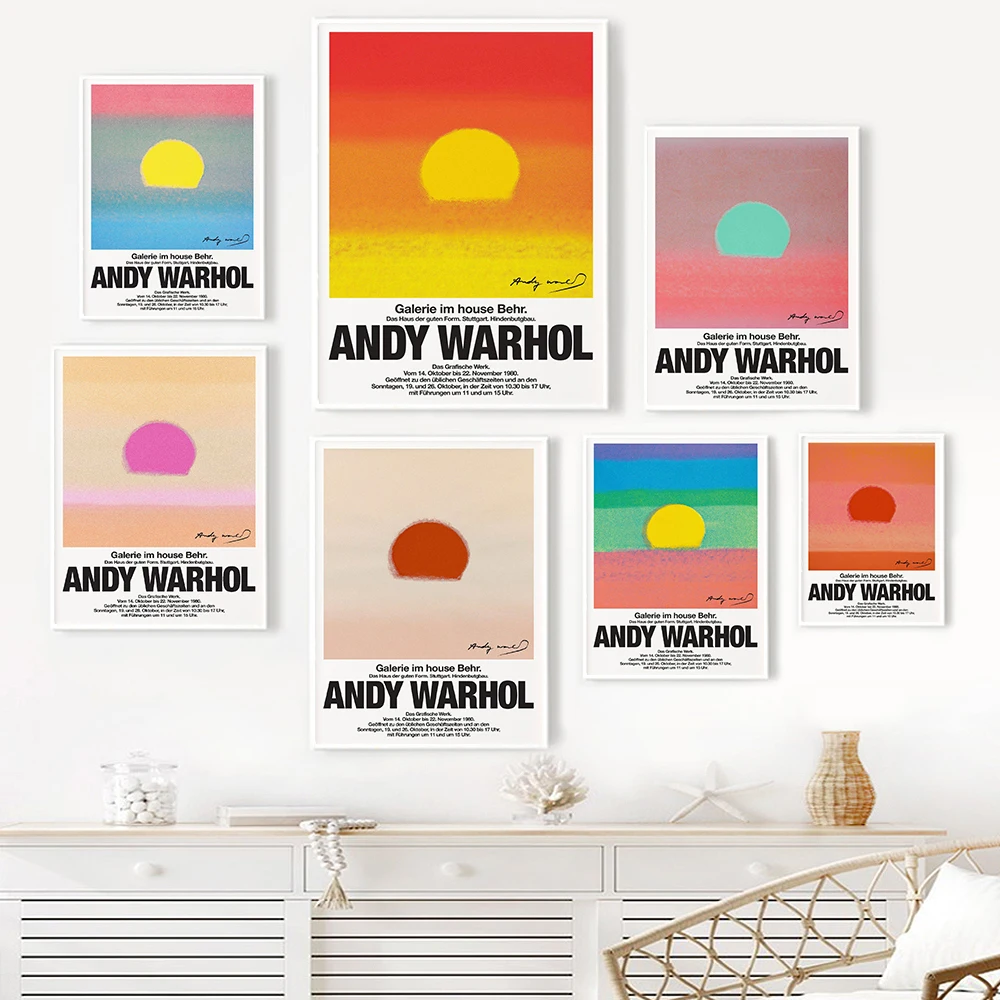 Andy Warhol Sunset Art Print and Poster Abstract Landscape Coloful Canvas Painting Pop Nodic Wall Decor Picture For Living Room