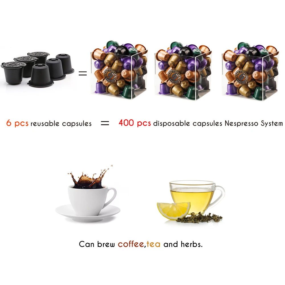 Reusable Coffee Capsules Cup For Nespresso Espresso Refillable Coffee Capsule Refilling Filter Coffee Accessories ICafilas