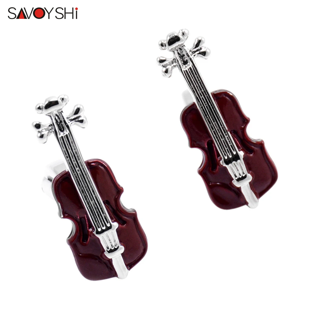 

SAVOYSHI Fashion Violin Cufflinks For Mens French Shirt Cuffs buttons High Quality Enamel Cuff links Gift Free Engraving Name