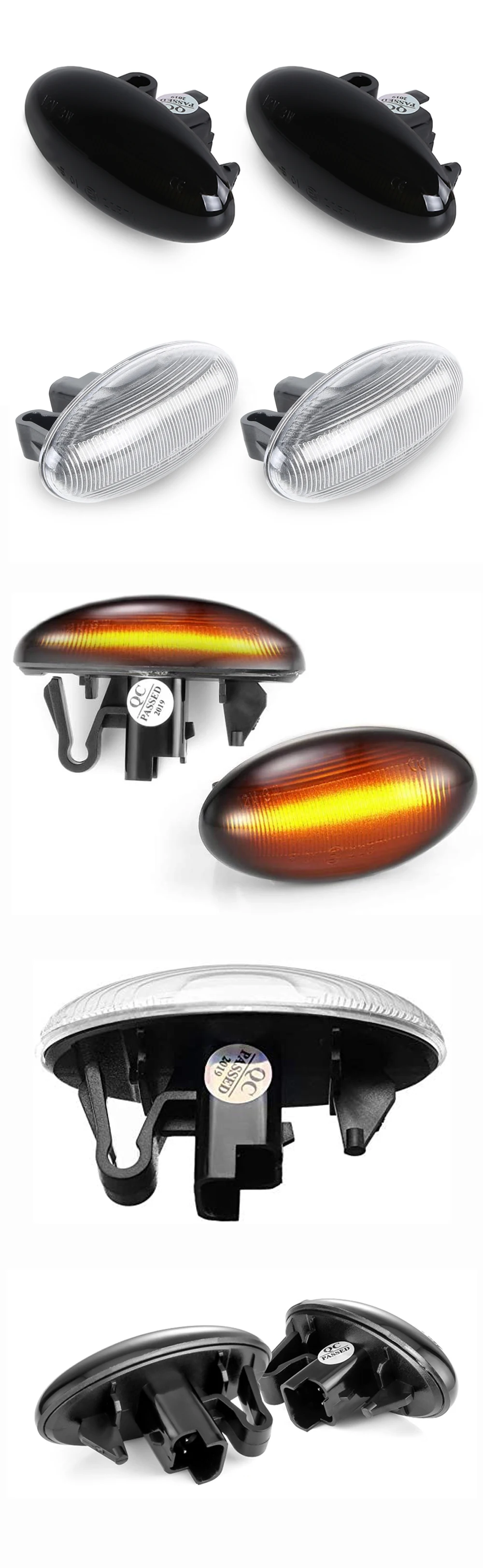 2x led dynamic side marker turn signal lights for Peugeot 107 1007 108 206 301 307 407 4007 607 Expert Partner Traveller