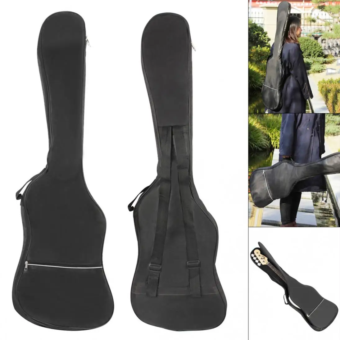 

Guitar Bags 120 x 38 x 6cm Thick Cotton Canvas Electric Bass Bag Waterproof Soft Case with Double Shoulder