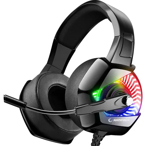 Rampage RM-K66 Typhoon Black USB 7.1 RGB LEDs Player Headphone With Microphone Electronic Computer Tablet Player Equipment Kablol