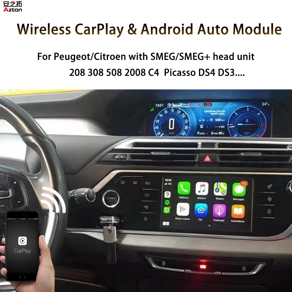 Car Dash Screen Upgrade Wireless CarPlay Interface for Citroen C4 Picasso DS3 DS4 SMEG Android Auto Decoder