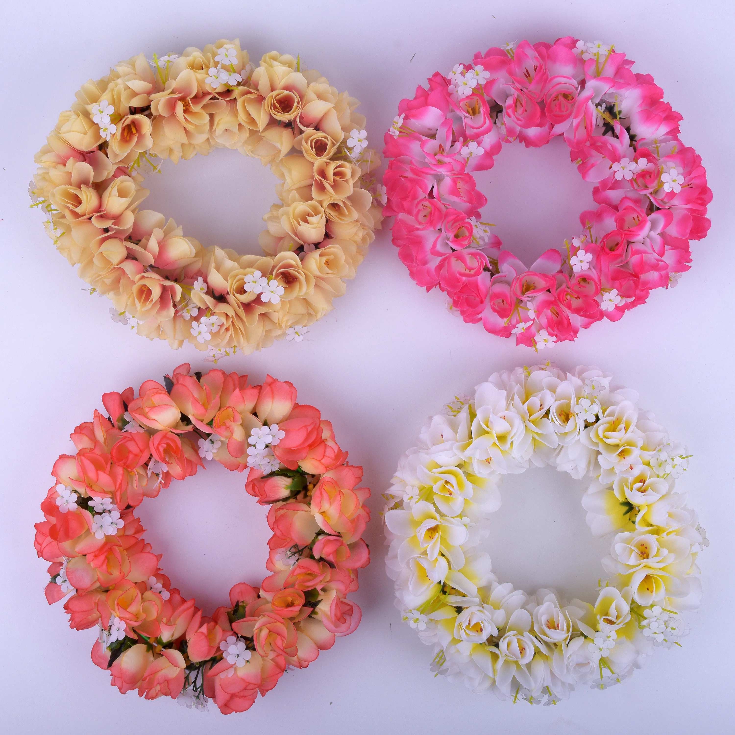 

MIXED COLOR Free Shipping HL0006B-2 50Pcs/lot 50Cm 5Colors Artificial Silk Jasmine Elastic Headband Tropical Hawaii Floral Wear