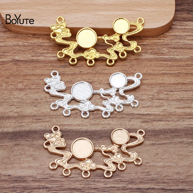 BoYuTe (10 Pieces/Lot) 25*52MM Metal Alloy Materials with 10MM 8MM Blank Tray Base DIY Hand Made Jewelry Accessories Parts